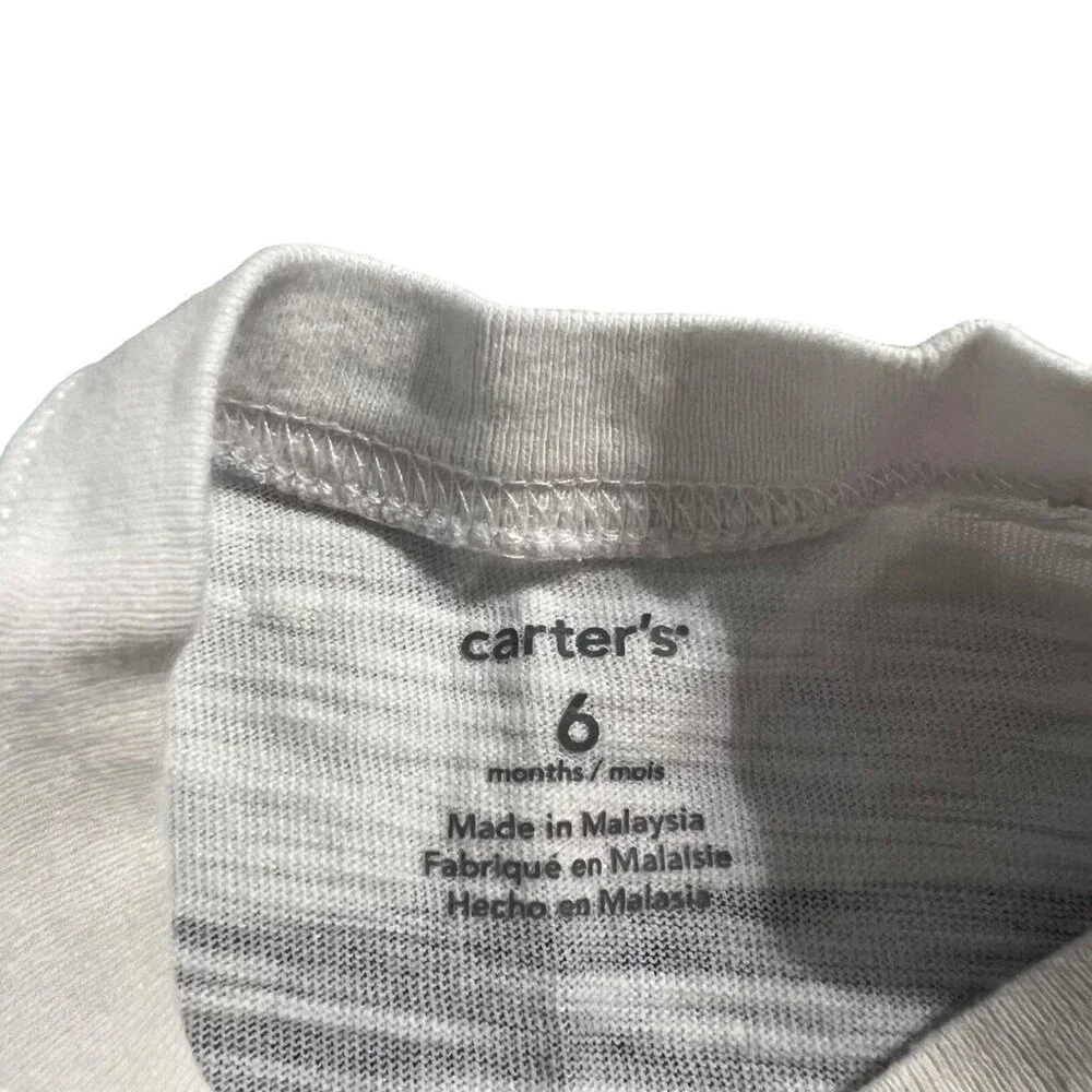 Carter's 6m Navy & Teal Striped Pocket Tee Shirt
